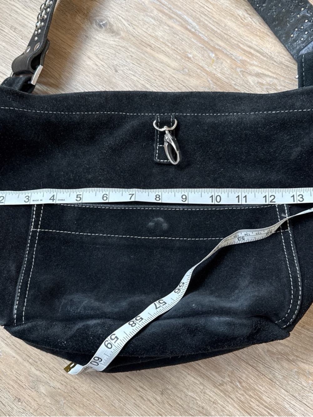 Vintage Tylie Malibu Black Suede Shoulder Bag with Studded Strap - Picture 7 of 8